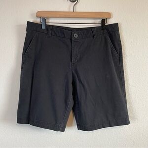 BCG Black Flat Front Cotton Casual Shorts Size 12 with Pockets